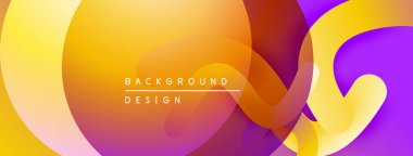 Soyut renkli şekiller çakışıyor. Gradyan geçişler canlı bir görsel etki yaratır. Arka planlar için modern tasarım ögesi.