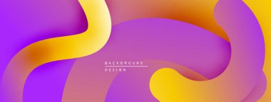 Soyut arkaplan özellikleri akan şekiller, canlı renkler. Mor, turuncu, sarı dinamik görsel efekt yaratır. Modern tasarım ögesi.