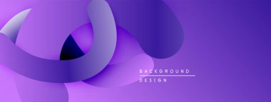 Soyut mor tasarım özellikleri üst üste binen şekiller. Gradyan gölgeler derinlik yaratır, modern estetik. Minimalist kompozisyon.