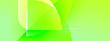 Parlak yeşil soyut arka plan. Üst üste binen şekiller dinamik görsel efekt yaratır. Sancaklar ve başlıklar için modern tasarım uygun.