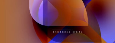 Soyut şekiller örtüşüyor, canlı renk değişimleri yaratıyor. Sıcak tonlarda mor aksanlar hakim. Arka planlar için modern tasarım ögesi.