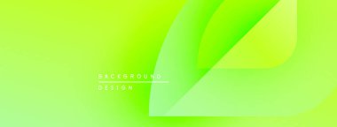 Parlak yeşil eğimli arka plan. Düz eğriler soyut şekiller yaratır. Metin arkaplan tasarımlı minimalist tasarım. Modern estetik.
