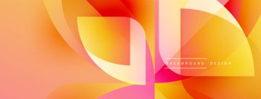 Soyut şekiller canlı turuncu, sarı ve pembe renkleri harmanlarlar. Modern tasarım dinamik görsel deneyim yaratır. Pürüzsüz gradyanlar yumuşak doku sunar.