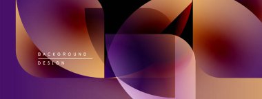 Soyut gradyanlar çakışıyor, dinamik görsel etki yaratıyor. Mor, turuncu renkler kompozisyona hakim. Modern tasarım ögesi.