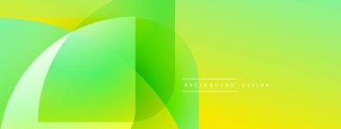 Soyut yeşil sarı tasarım. Üst üste binen şekiller dinamik görsel efekt yaratır. Çeşitli projeler için modern arkaplan.
