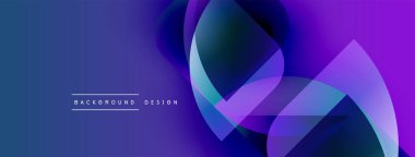 Soyut sıvı şekilleri örtüşür, parlak mavi ve mor renkler yaratır. Modern tasarım elementleri teknoloji ve yenilik öneriyor. Mevcut en küçük metin.