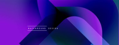 Soyut mor tasarım. Üst üste binen şekiller dinamik görsel efekt yaratır. Çeşitli projeler için modern arkaplan.
