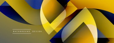 Soyut geometrik şekiller, canlı sarı, mavi gradyanlar. Arka planlar ve sunumlar için modern tasarım öğesi. Yumuşak geçişler, dinamik kompozisyon.