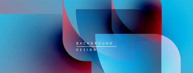 Soyut arkaplan özellikleri üst üste binen şeffaf şekiller. Mavi, kırmızı renkler modern görsel efekt yaratır. Metin arkaplan tasarımı okur.