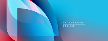 Soyut şekiller örtüşüyor, canlı mavi ve kırmızı renkler yaratıyor. Modern tasarım teknoloji, yenilik, akıcılık öneriyor. Mevcut en küçük metin.