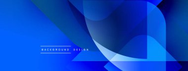 Soyut mavi tasarım üst üste binen şekiller, gradyanlar. Modern estetik, arka planlar ve sunumlar için uygun. Mevcut en küçük metin.
