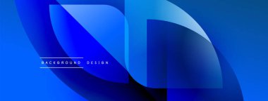 Soyut mavi tasarım. Üst üste binen şekiller dinamik görsel efekt yaratır. Arkaplan ve sunumlar için modern, temiz estetik.