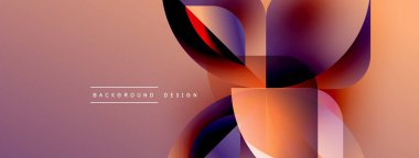 Soyut gradyanlar dinamik şekiller oluştururlar. Sıcak tonlar baskın, modern görsel doku yaratıyor. Minimum metin arkaplan tasarımı okur.