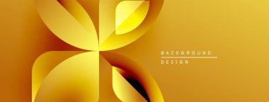 Altın soyut çiçek tasarımı. Yumuşak gradyanlar dinamik taç yaprağı şekilleri oluşturur. Markalaşmak için modern, zarif bir arkaplan.