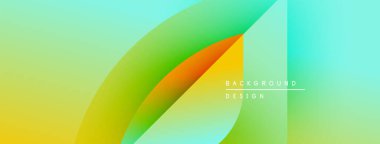 Soyut gradyanlar sarı, yeşil ve turuncu renkleri harmanlarlar. Üst üste binen şekiller dinamik görsel doku yaratır. Minimum metin arkaplan tasarımı okur.