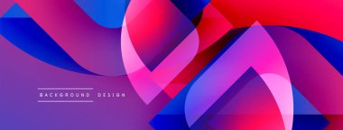 Soyut akışkan şekiller, canlı renkler. Eğimli, kıvrımlı, üçgenli modern tasarım. Arkaplan ögeleri dinamik bileşim oluşturur.