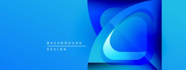 Soyut mavi tasarım katmanlı şekiller, gradyanlar içerir. Modern estetik, temiz çizgiler, arka planlar ve sunumlar için uygun.