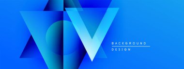 Soyut geometrik tasarım. Mavi gradyanlar katmanlı üçgenler oluşturarak dinamik görsel efekt yaratır. Sunumlar için modern arkaplan uygun.