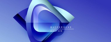 Soyut mavi tasarım katmanlı şekiller, gradyanlar içerir. Metin arka plan tasarımı okur. Modern, temiz estetik.