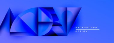 Soyut mavi şekiller dinamik bileşim yaratır. Renkler derinlik ve modern tasarım unsurlarının parlak bir görsel cazibe olduğunu gösteriyor.