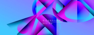 Soyut canlı şekiller örtüşüyor, dinamik mavi ve mor renkler yaratıyor. Modern tasarım elementleri fütüristik görselleri önerir.