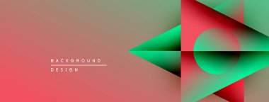 Soyut geometrik tasarım. Kırmızı, yeşil gradyanlar dinamik görsel efekt yaratır. Minimalist tarz, modern estetik. Arkaplan ögeleri derinlik.