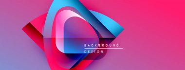 Soyut enerjik tasarım. Üst üste binen şekiller dinamik görsel efekt yaratır. Pembe, mavi renkler kompozisyona hakim. Modern estetik.