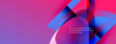 Soyut tasarım özellikleri üst üste binen renkli şekiller. Renkler pembeleri, mavileri, morları harmanlıyor. Metin arka plan tasarımı okur. Modern estetik.
