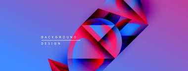 Soyut geometrik şekiller canlı mavileri, pembeleri, morları harmanlarlar. Modern tasarım dinamik enerjiyi, görsel ilgiyi çağrıştırıyor. Arkaplan metni arkaplan tasarımı okur.