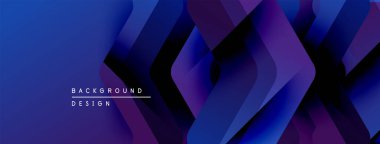 Soyut mavi mor eğimli arkaplan. Geometrik şekiller modern tasarımı oluşturur. Minimalist stil, afişler ve başlıklar için uygun.