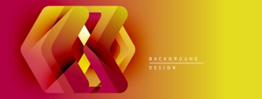 Soyut geometrik şekiller, canlı gradyanlar. Kırmızı, turuncu, sarı renkler dinamik görsel etki yaratır. Modern tasarım ögesi.