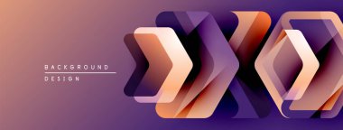 Soyut geometrik desen. Turuncu, mor renkler modern arka plan yaratır. Katmanlı şekiller derinlik ve hareket olduğunu gösteriyor. Minimalist tasarım.