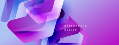 Soyut geometrik şekiller örtüşüyor, canlı mor ve mavi renkler yaratıyor. Modern tasarım elementleri dijital sanat, arkaplan dokusu.