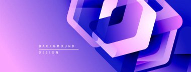 Soyut mor tasarım katmanlı geometrik şekiller içerir. Renkler derinlik yaratır, modern estetik. Mevcut en küçük metin.