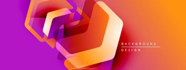 Soyut geometrik şekiller örtüşür, canlı bir değişim etkisi yaratır. Turuncu, mor renkler tasarımda baskın. Modern, dinamik kompozisyon.