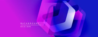Soyut geometrik tasarım. Canlı mor, mavi renkler dinamik katmanlar oluşturur. Modern estetik, dijital arkaplanlar için uygun.