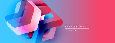 Soyut geometrik şekiller çakışıyor ve canlı bir mavi çizim gradyanı yaratıyor. Modern tasarım teknoloji, yenilik, yaratıcılık öneriyor.