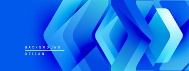 Soyut mavi geometrik şekiller dinamik arkaplan yaratır. Katmanlar örtüşüyor, gradyan etkilerle modern tasarımı oluşturuyorlar. Parlak, canlı kompozisyon.