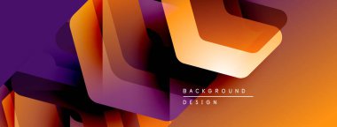 Soyut geometrik şekiller canlı turuncu ve mor renkleri harmanlarlar. Dinamik kompozisyon modern arkaplan tasarımı yaratır. Yumuşak eğimler derinlik ekler.