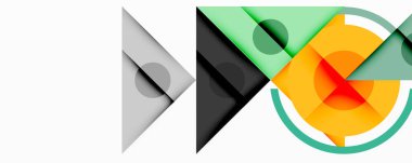 Soyut geometrik şekiller çakışıyor. Renkler arasında gri, yeşil, turuncu, beyaz var. Minimalist tasarım, modern estetik. Temiz çizgiler, basit formlar..