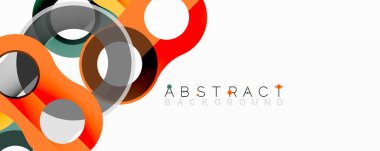 Modern soyut tasarım. Üst üste binen şekiller, canlı renkler, dinamik bileşim. Temiz çizgiler, pürüzsüz eğimler görsel ilgi yaratır.