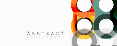 Modern soyut tasarım. Üst üste binen daireler renkli geometrik desenler oluşturuyor. Beyaz arkaplan temiz görsel alan sağlar.