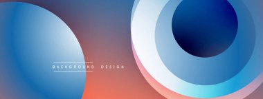 Soyut arkaplan parlak mavi, mor, turuncu gradyanlar içerir. Üst üste binen daireler modern görsel efektler yaratır. Basit metin arkaplan tasarımı okur.