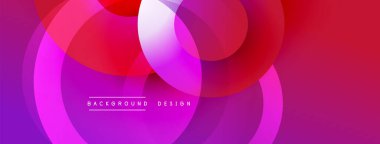 Soyut, enerjik daireler çakışıyor ve dinamik bir değişim etkisi yaratıyor. Pembe, mor, kırmızı renkler tasarımda baskın. Modern arkaplan dokusu.