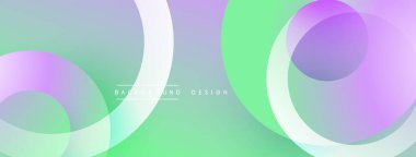 Soyut gradyanlar harmanlanarak üst üste binen çemberler oluşturur. Yumuşak pastel renkler modern görsel efekt yaratır. Minimalist tasarım uygun arka planlar.