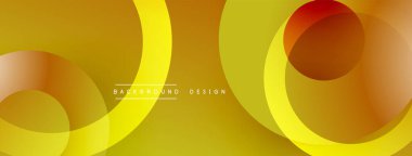 Soyut sarı, turuncu gradyanlar üst üste binen daireler oluşturur. Sancaklar, arka planlar ve sunumlar için modern tasarım uygun. Basit, temiz estetik..