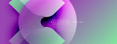 Soyut gradyanlar çakışıyor, dinamik görsel etki yaratıyor. Mor, deniz mavisi renkleri kompozisyona hakim. Modern tasarım ögesi.