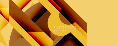 Soyut geometrik tasarım üst üste binen katmanlar, sıcak renk paleti. Sarılar, portakallar, kahverengiler dinamik görsel doku oluşturur. Arka planlar ve sunumlar için modern estetik.