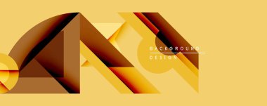 Soyut geometrik bileşim. Üst üste binen şekiller dinamik görsel efekt yaratır. Sıcak renk paleti baskın gelir, altın tonlarında, kahverengi, sarı. Modern tasarım arka planlar için uygun.