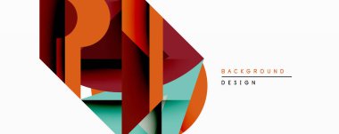 Soyut geometrik bileşim. Üst üste binen şekiller dinamik görsel efekt yaratır. Sıcak renkler baskın gelir, serin deniz mavisi aksanlarıyla tezat oluşturur. Arka planlar için modern tasarım ögesi.
